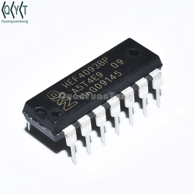 IC 4093 HEF4093 HEF4093B HEF4093BP NAND Gate IC 4ช่อง Schmitt Trigger DIP14ชิปวงจรรวมของแท้