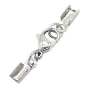 2 pièces de <span class=keywords><strong>pince</strong></span> <span class=keywords><strong>à</strong></span> dents en acier inoxydable, fermoir <span class=keywords><strong>à</strong></span> homard, jeux de chaînes pour Bracelet en cuir de 3mm de diamètre, boucle pour <span class=keywords><strong>collier</strong></span>, accessoires de bricolage - Product Image 1