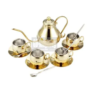 Китайский производитель cawa, подарок для питья, Арабская чайная чашка, Новое поступление, позолоченная тарелка, современный набор из 5 чайников с четырьмя чашками и подносом