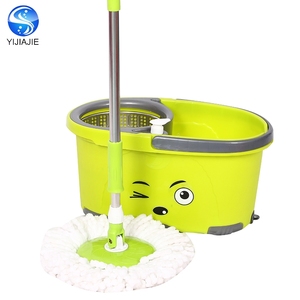 Hot Bán Dễ Dàng Làm Sạch Lau Và Xô Với Bánh Xe Phía Dưới 360 Ma Thuật Mop Kim Loại Giỏ Bốn Bên Vắt Loại Microfibre Vải - Product Image 4