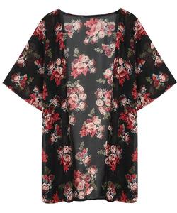 Cardigan Kimono Vintage Casual da Donna, <span class=keywords><strong>Blusa</strong></span> Lunga Estiva in Chiffon con <span class=keywords><strong>Stampa</strong></span> <span class=keywords><strong>Floreale</strong></span> - Product Image 3