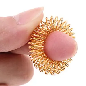Массажное кольцо sujok для пальцев для акупрессуры золотого цвета