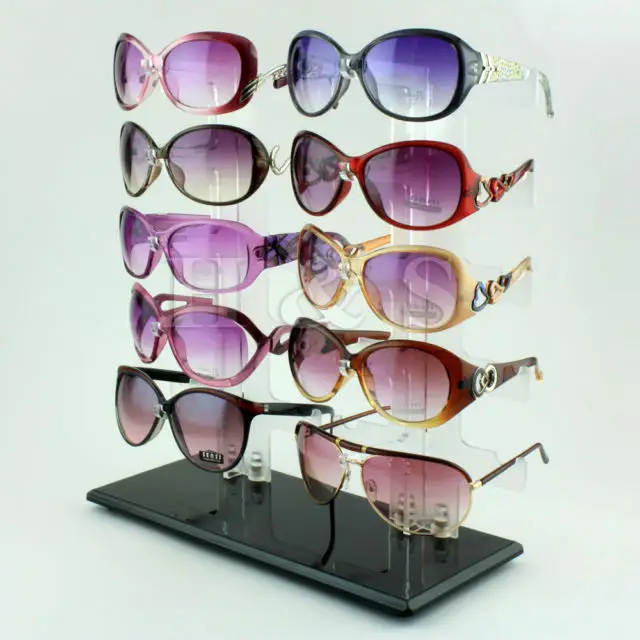 10 Pair Acrylic Sunglasses Glasses Retail Shop Display Unit Stand Holder Case B