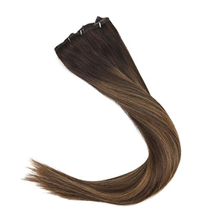 De calidad superior Remy Marrón <span class=keywords><strong>castaño</strong></span> mezclado marrón oscuro <span class=keywords><strong>Balayage</strong></span> cutícula alineada pelo virginal Clip en extensiones de cabello - Product Image 5