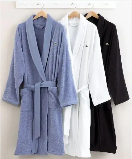 Luxury Hotel Bathroom Mens Plain Dyed 100% Cotton Towel Bathrobe