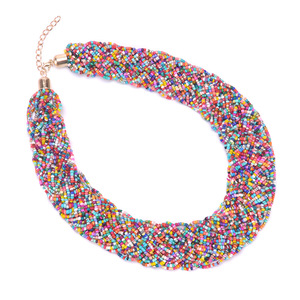 Collar multicapa y pendientes con estilo africano, bohemio, étnico, cuentas de semillas, conjunto de joyería, venta al por mayor - Product Image 3