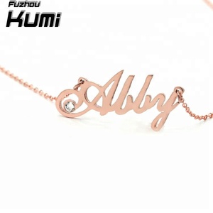 Por encargo cualquier nombre oro rosa alfabeto encanto diy collar - Product Image 1