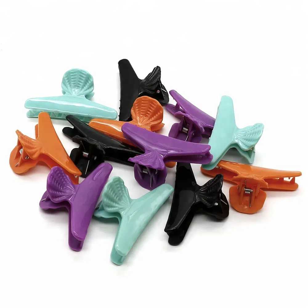 Salon Shell Handle Hair Cutting Claw Clamps Butterfly Clips Plastic Hair Clip In Hair Extension