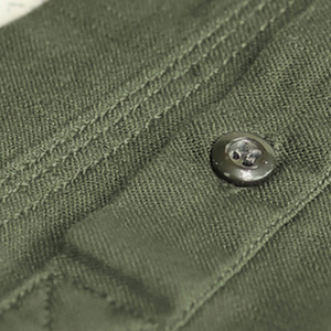 MJ sartoriale camicia da esterno per uomo bassa MOQ tinta unita con doppia tasca verde camicia da uomo lavoratore - Product Image 4