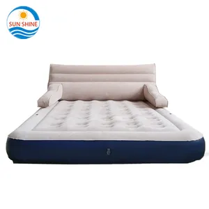 Matelas à Air simple floqué et gonflable, lit double en PVC, avec pompe électrique intégrée, taille queen