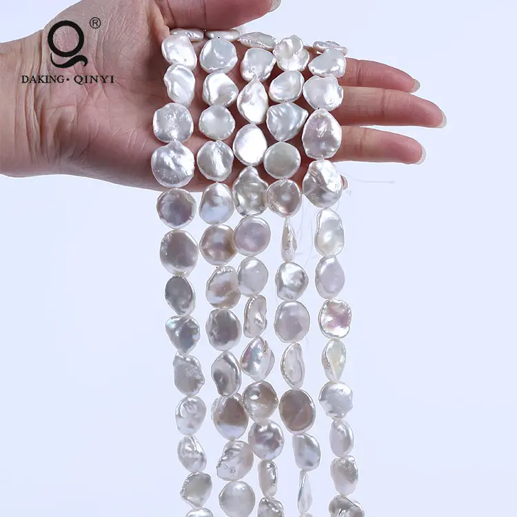 Cordon de perles naturelles en acier inoxydable, bijoux décontractées AA blanc kess hi, cordon de perles irrégulières