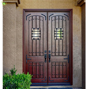 Portes doubles <span class=keywords><strong>en</strong></span> <span class=keywords><strong>bois</strong></span> massif de teck, finition moderne et imperméable, pour entrée principale de villa - Product Image 2