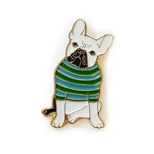 Nueva llegada divertido diseño de animales pines insignia logotipo personalizado perro en blanco Metal artesanía Pin al por mayor alfileres de solapa de dibujos animados Bulldog francés - Product Image 4