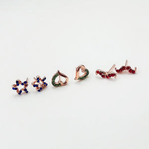 Ensemble de boucles d'oreilles cristal pour femmes, livraison gratuite, or clair, papillon, lèvres cœur, lettre, clous d'oreille, strass - Product Image 5