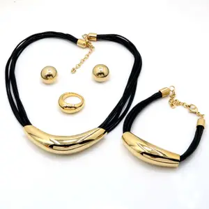 Hot sale african 18k gold plated stainless steel jewelry sets for woman