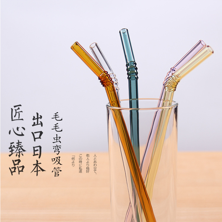 Wholesale High Quality Reusable Clear Glass Straw Cocktail Milk Tea Crystal Bent Drinking Straws