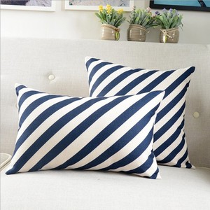 Sarung bantal katun Linen cetak biru terang berwarna sarung bantal kain kepar sarung bantal