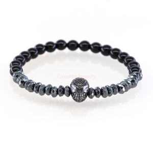 <span class=keywords><strong>Moda</strong></span> 18 K oro chapado micro Pace CZ Spider-Man máscara pulsera, piedra natural hombres pulsera - Product Image 1