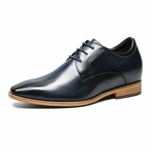 Vestido de tacón alto invisible italiano cuero zapatos elevadores de altura - Product Image 1