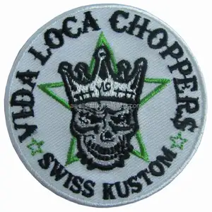 Pabrik kustom Logo tenun bordir Patch, pakaian lencana kain Applique bordir besi pada pakaian besi pada PATCH