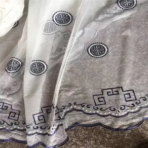 西式刺绣设计新的voile双色形状斜纹布缝贴花窗帘面料