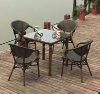 Ensembles de salle à manger d'extérieur toutes saisons, chaises et table en tissu imitation bambou