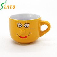 Vente en gros de tasses à soupe en céramique émaillée de couleur bon marché en vrac, grande tasse à soupe pour bébé