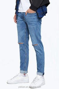 Phong Cách Mới Của Người Đàn Ông Stonewashed Cotton Mỏng Tùy Chỉnh Ripped Denim Jeans Thẳng In Mô Hình Thoáng Khí Và Không Thấm Nước Tính Năng - Product Image 3