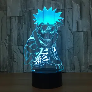 Lampu Meja LED 3D Ilusi Elektrik, Lampu Meja Sentuh USB 7 Warna Berubah untuk Hadiah Anak-anak, Lampu Malam Kreatif Anime Naruto 3d