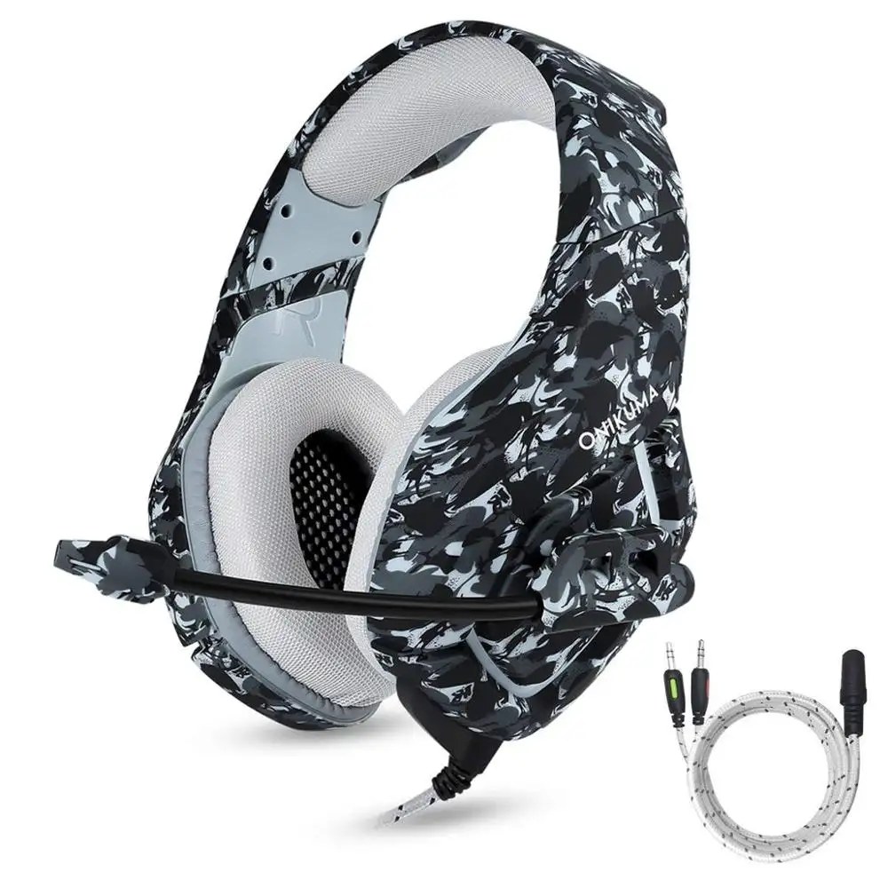 K1B Camouflage Headphones Gaming Headsets Camo with Microphone for PS4 Gamer