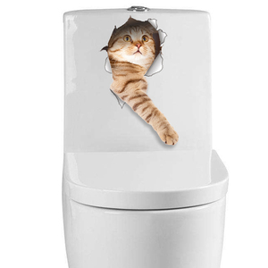 <span class=keywords><strong>Adesivi</strong></span> <span class=keywords><strong>Murali</strong></span> 3D con <span class=keywords><strong>Gatti</strong></span> e Cani, Decorazioni per Bagno e Casa, Decalcomanie in Vinile Vivaci, Poster Artistici da Parete - Product Image 2