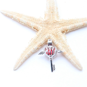 Amor deseo perla joyería de los niños medallón de corazón de plata esterlina jaula oyster colgantes s925 venta al por mayor - Product Image 4