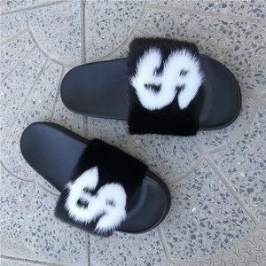 Pantofole dell'orsacchiotto della pelliccia di visone reale di logo personalizzato all'ingrosso di vendita calda di marca famosa per le donne - Product Image 5