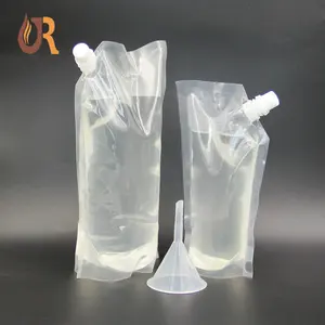 Standing Bag Design High Quality Size Customized Clear 10 Liter Biodegradable Stand Up Plastic Bag Pouch For Cold Liquid Drink Carry Spout Pouch Bag