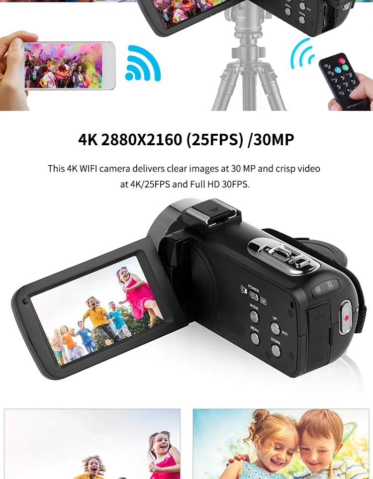 4K Video Camera Camcorder 48MP Wifi Vlogging Camera 16X Zoom Digital Video Camera Recorder