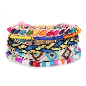 Ethnic style colorful woven bracelet handmade bracelet embroidery small jewelry with alloy buckle