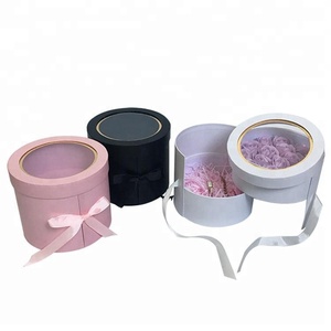 Su misura a doppio strato regalo fiore rotondo scatola con coperchio IN PVC trasparente - Product Image 3