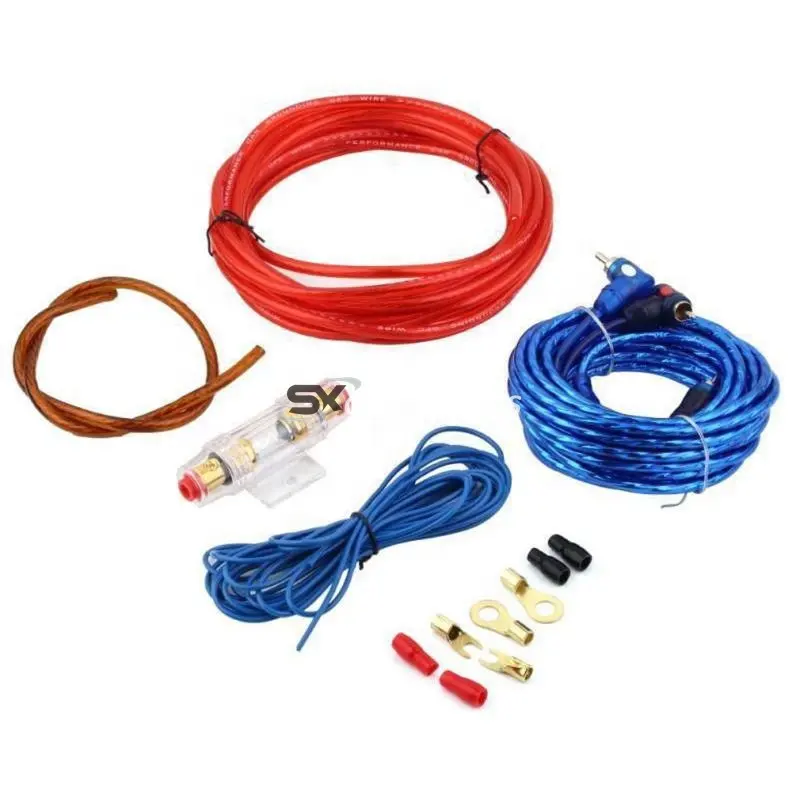 Комплект проводов для аудиосабвуфера 5 м, кабель для установки усилителя динамика, кабель питания 8GA, 60 А, держатель предохранителя, Комплект проводов для автомобильного усилителя