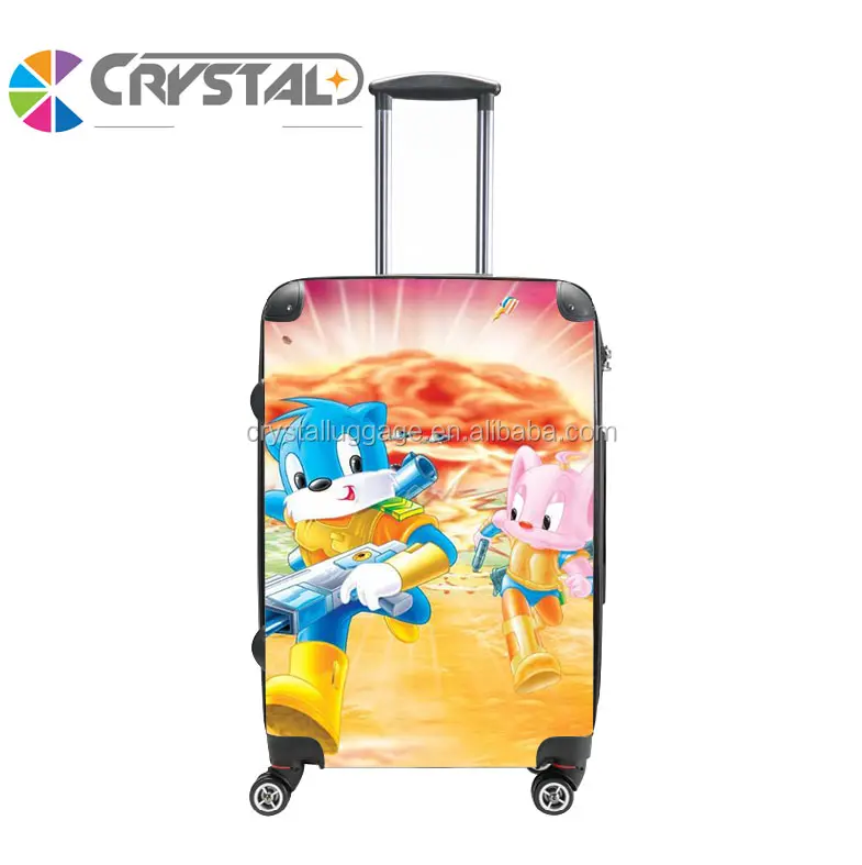 In Stock Customized Design Cute cartoon ABS/PC luggage for kids colorful suitcase