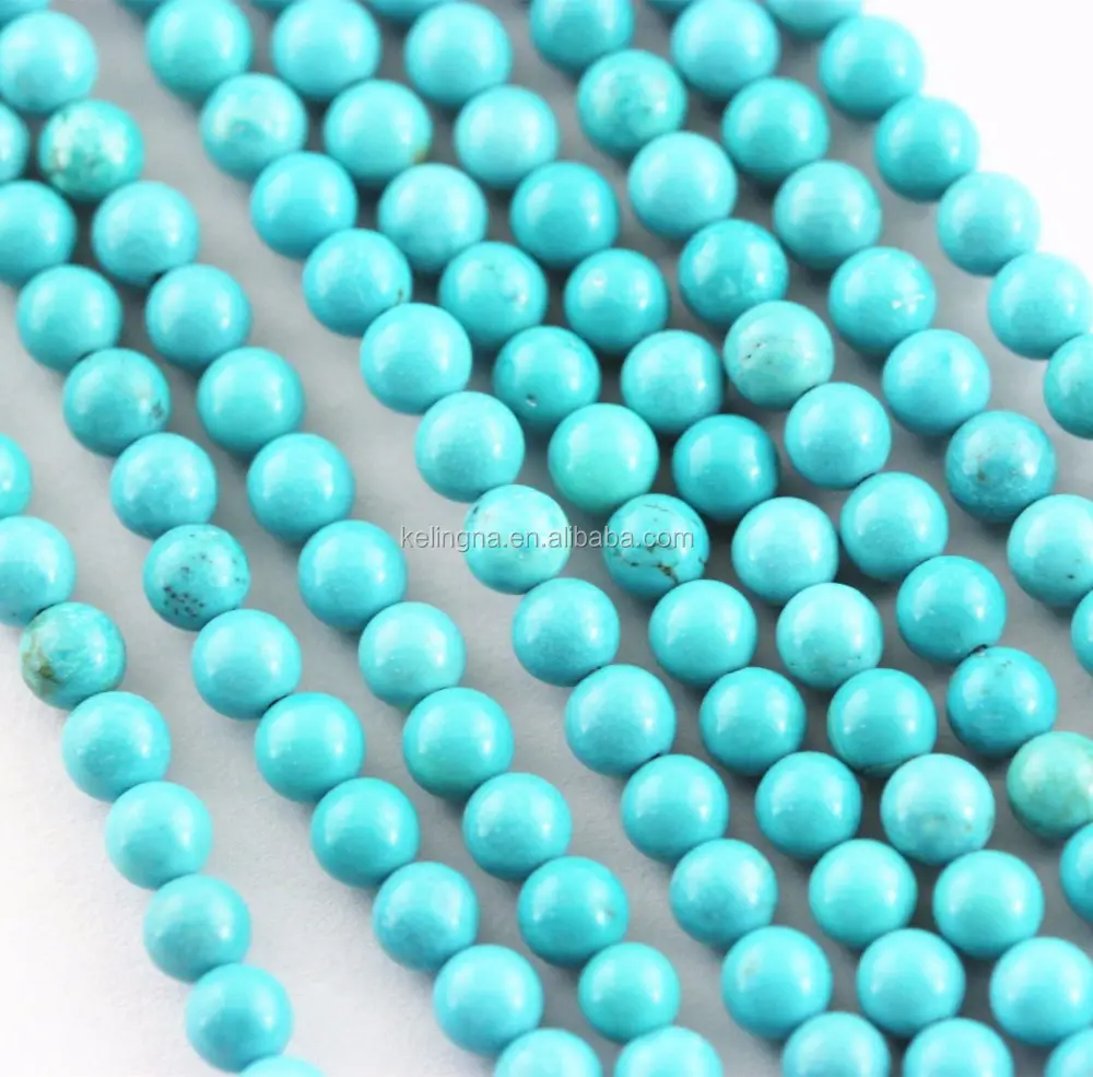 Loose 2mm 4mm Blue Turquoise Stone Bead Strands Smooth Round Gemstone Beads for Jewelry Making