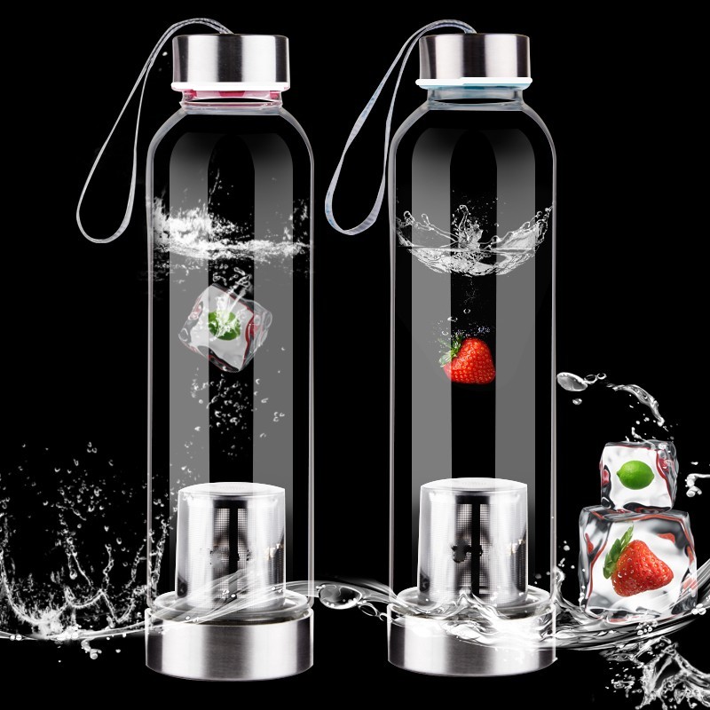 550ML heat resistant glass water bottle with silicone sleeve