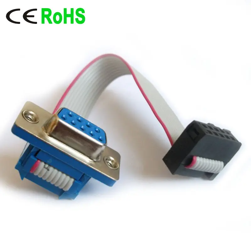 FC to DB9pin IDC Crimping Type Serial Extension Flat Cable MB 10 Pin Header to 9 Pin Ribbon Cable for Industrial PC