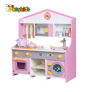 Nouvelles cuisines <span class=keywords><strong>en</strong></span> <span class=keywords><strong>bois</strong></span> factices roses à la mode pour enfants W10C379 - Product Image 2