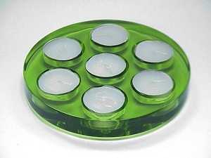 Bougeoirs en plastique vert en forme de rectangle 5 pc - Product Image 3