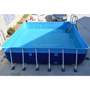Piscina inflável de aço para crianças, grande piscina retangular portátil de metal para crianças