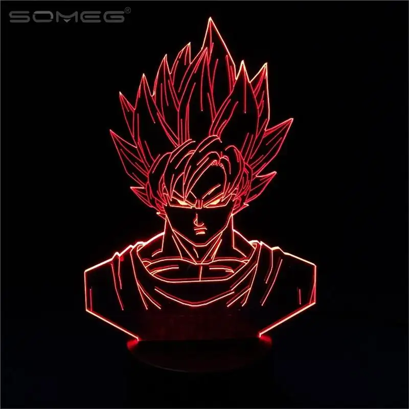 Dragon topu Z süper Saiyan tanrı Goku aksiyon figürleri 3D masa lambası 7 renk değişen gece işığı Boys için çocuklar hediyeler