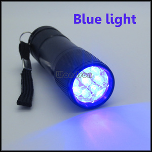 470nm 9 LED الأزرق راي ضوء مصباح مصباح يدوي مع شعار مخصص