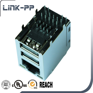10/100 Base-T Blindé Pile 3 Ponts 2 USB RJ 45 Connecteur Combo 45F-10102DYD2NL 45F-10201DYD2NL 45F-10201DYDXNL - Product Image 1