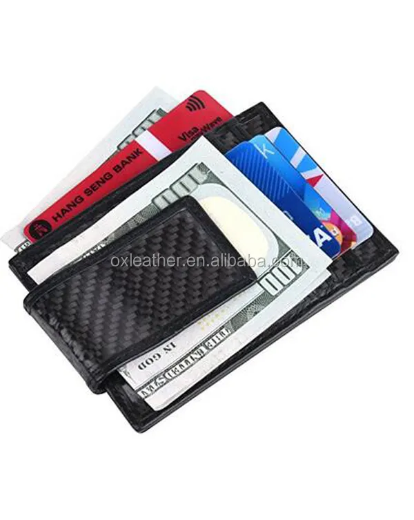 Billetera de bolsillo frontal con Clip para dinero, bloqueo RFID de cuero, billetera fina con imán fuerte