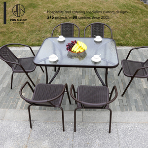 Modern Cheap Price Durable Beach Garden <strong>Patio</strong> Dining Room Restaurant <strong>Plastic</strong> Wicker Rattan <strong>Table</strong> and Chair Set Outdoor Furniture - Product Image 2